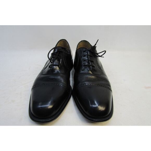 Mezlan Mens Size 10.5 M Black Leather Cap Toe Brogue Oxford Dress Shoes